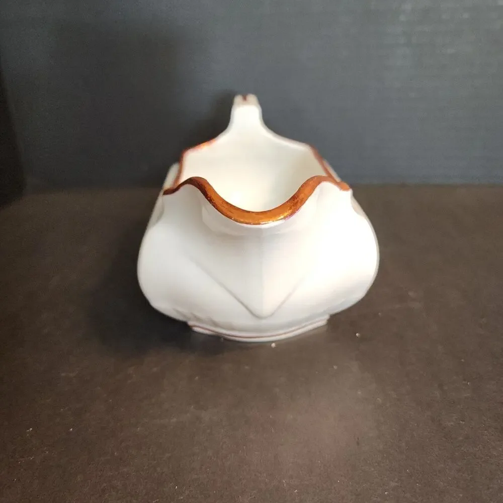 Vtg Royal Ironstone China England-W. H. Grindley Gravy Boat Roses Copper Luster